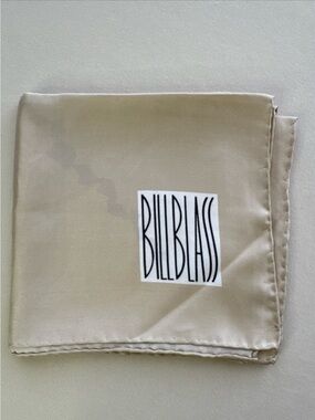 Vintage Bill Blass Ivory Blue Designer Twill Scarf 28”